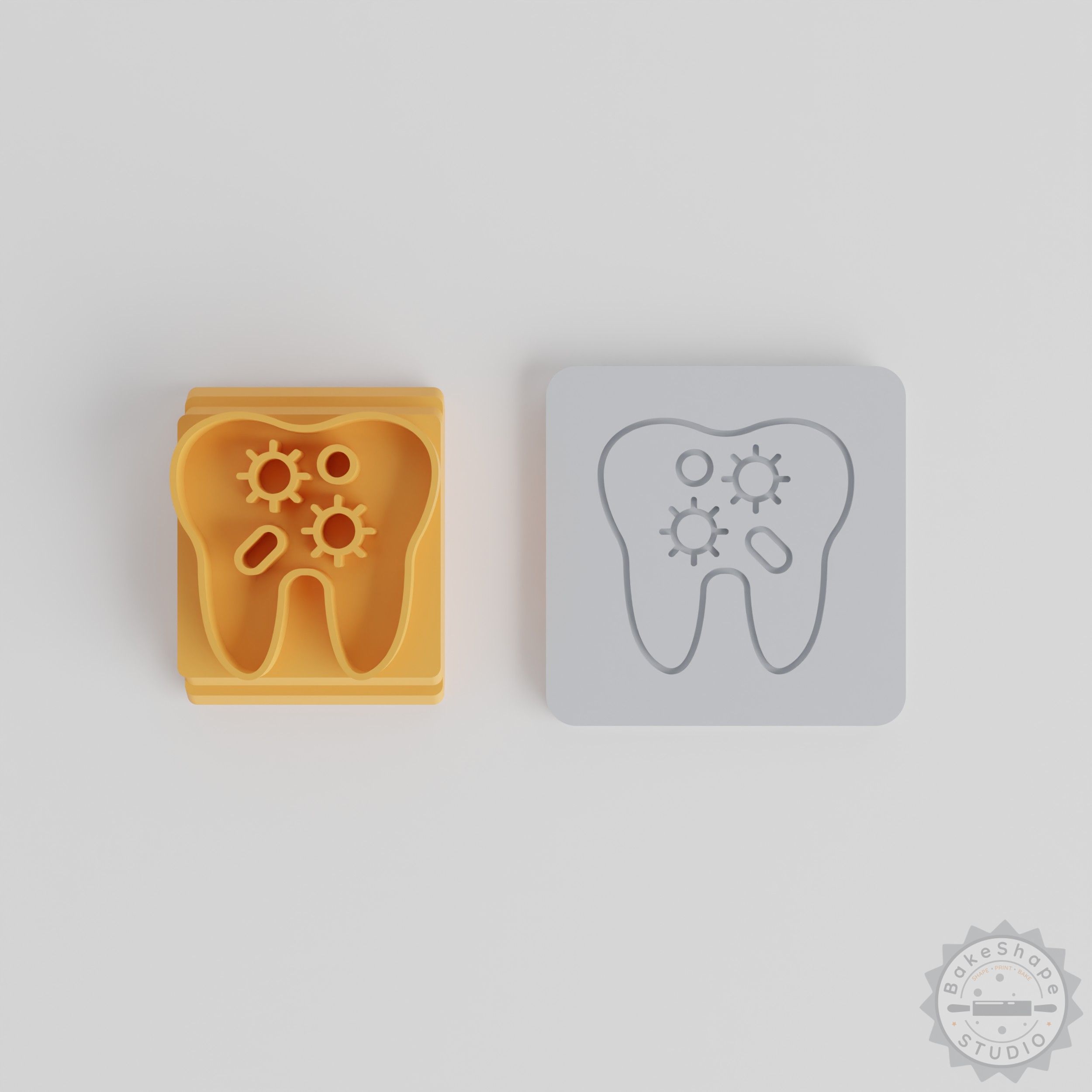 Bacteria Stamp Tile Set for Clay and Cookies, 5 Motif Sizes, Perfect for Oral and Dental Designs