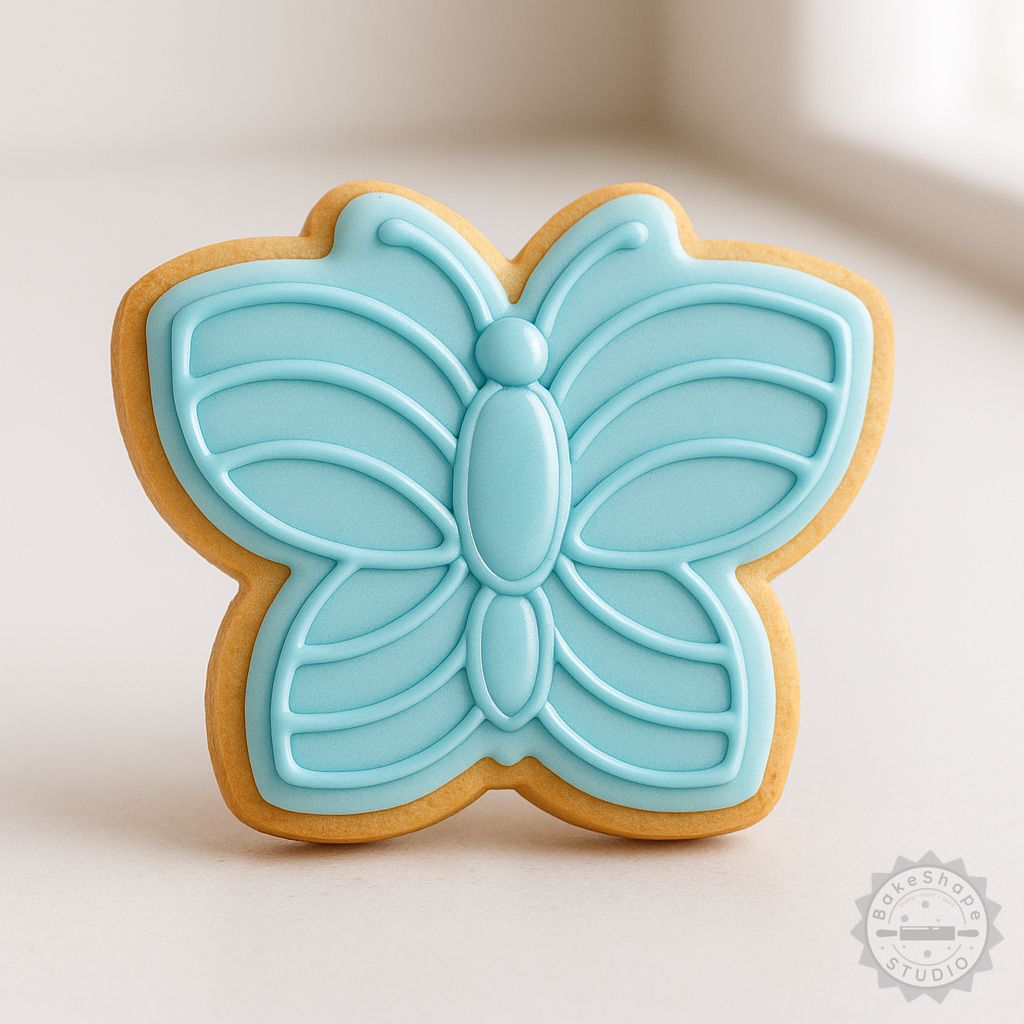 Butterfly shape cutter and stamp STL set for 3D printing cookie cutters and fondant embossers