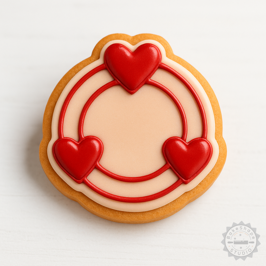 Decorated example 1 of Heart Shape Cookie Cutter and Stamp Set, Love and Romantic Designs, 3 Sizes, 6 Pieces