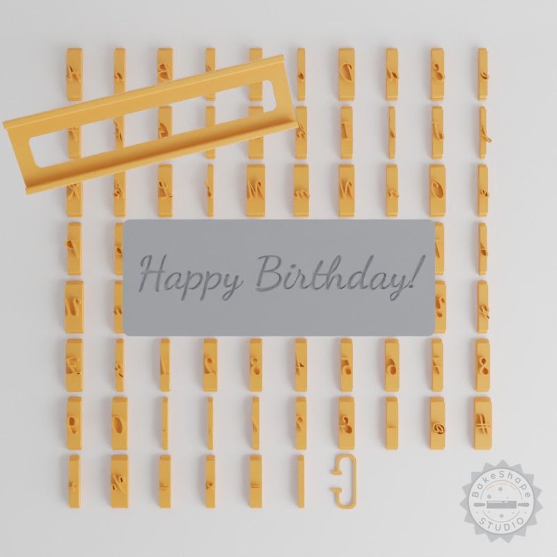 80-Piece Dancing Script Bold Font Tile Set, 1/2" Size for Clay, Cookies, Fondant