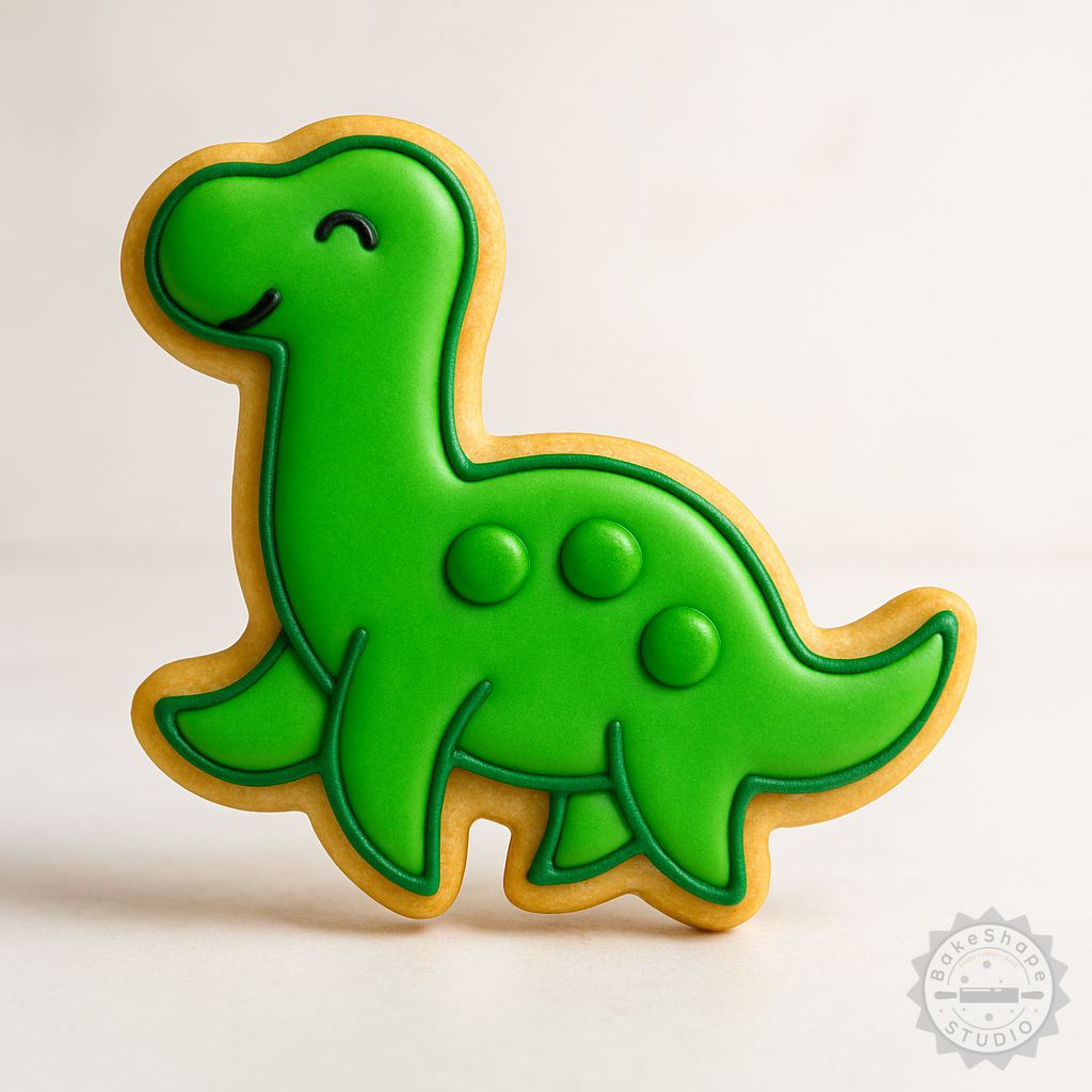 Dinosaur cookie cutter set and plesiosaur shape stamp STL for 3D printing in small, medium, and large sizes