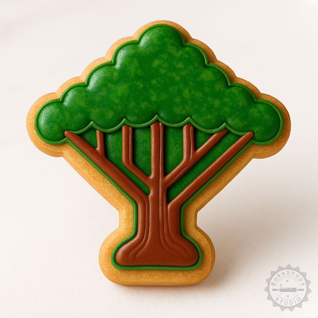 Giant Tree cookie cutter and stamp set STL files for 3D printing in small, medium, and large sizes