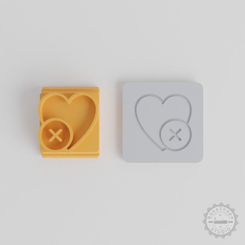 Heart Stamp Tile Set for Clay, Cookies, Fondant, Crafting - 5 Sizes 20-40 mm
