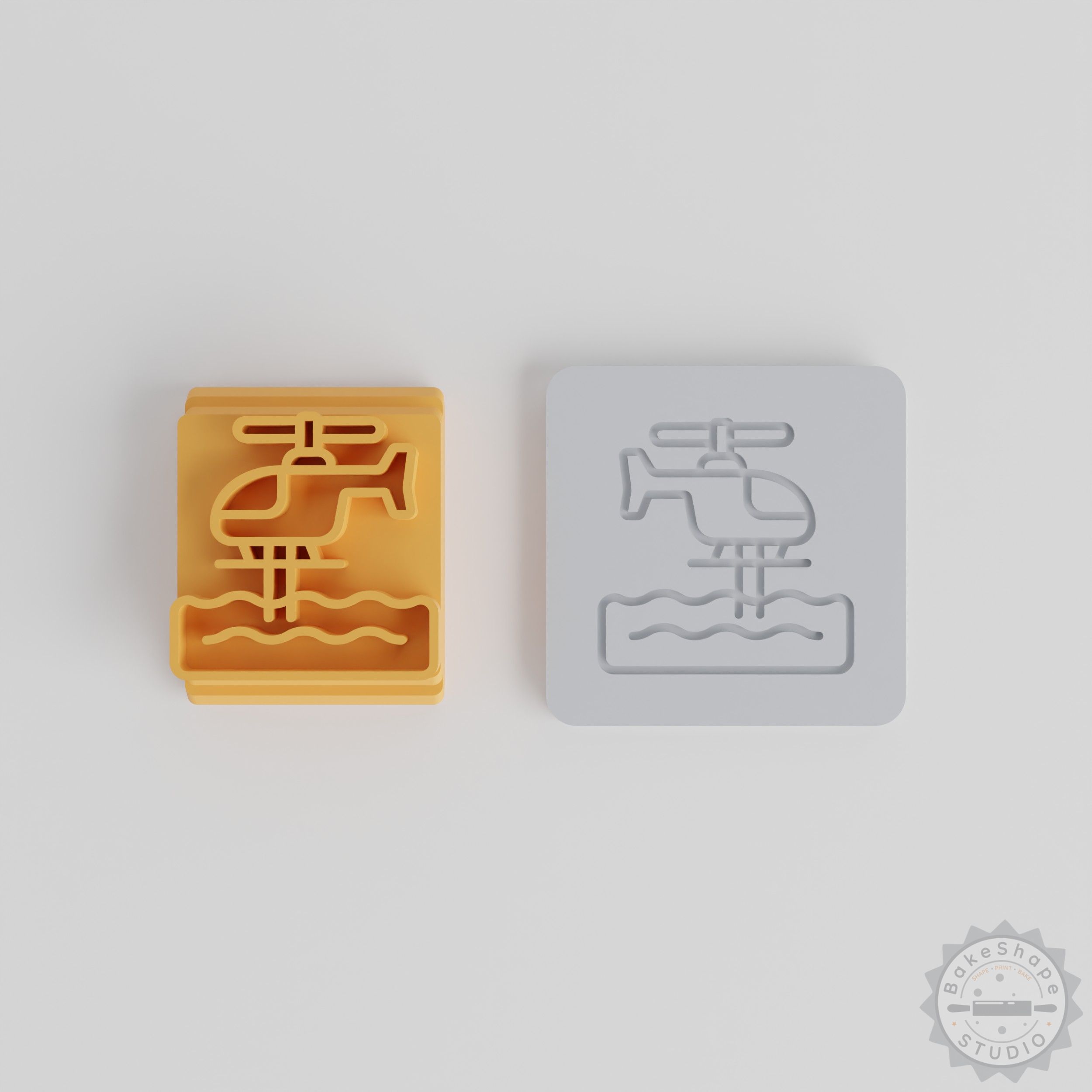 Ocean Rescue Helicopter Stamp Set for Clay & Cookies, Rescue Chopper Fondant Stamps in 5 Sizes