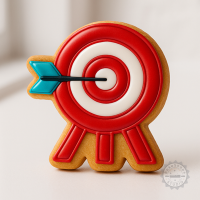 Decorated example 1 of Target Shape Cutter and Stamp Set, 6-Piece Cookie and Fondant Tools, S/M/L Sizes