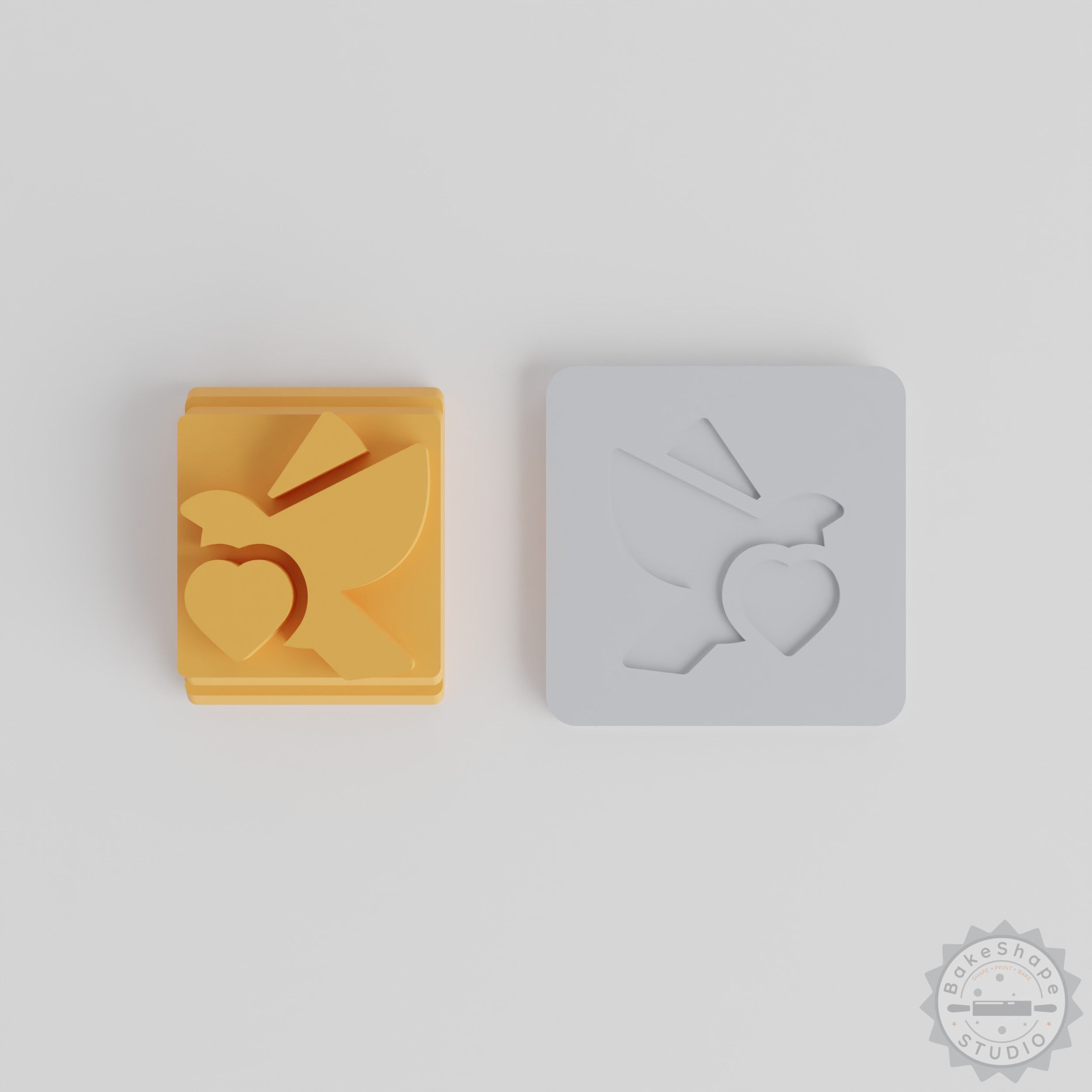 Dove Stamp Tile Set, Clay and Cookie Decorative Tool, 5 Sizes for Fondant and Soft Materials