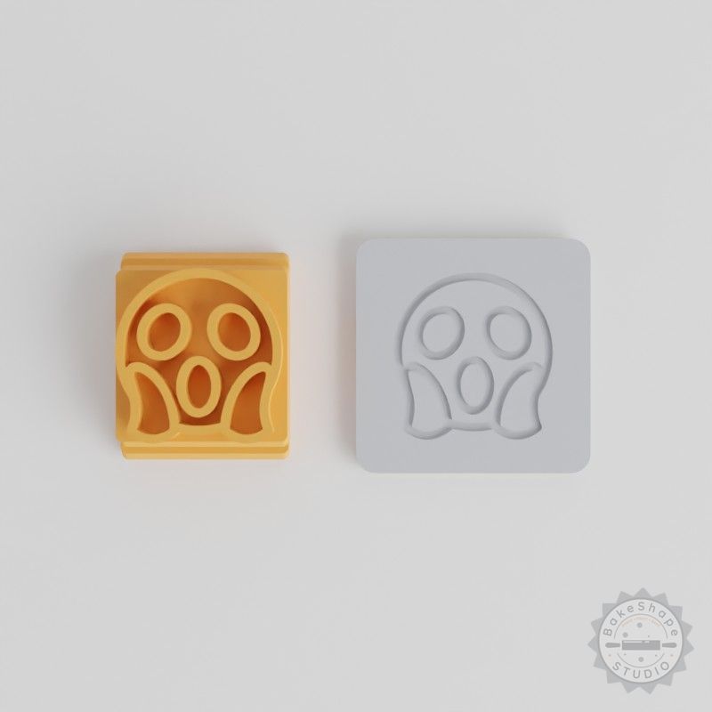 Scared Stamp Tile Set for Clay, Cookies, Fondant - 5 Designs (20-40mm) Spooky Emoji Reaction
