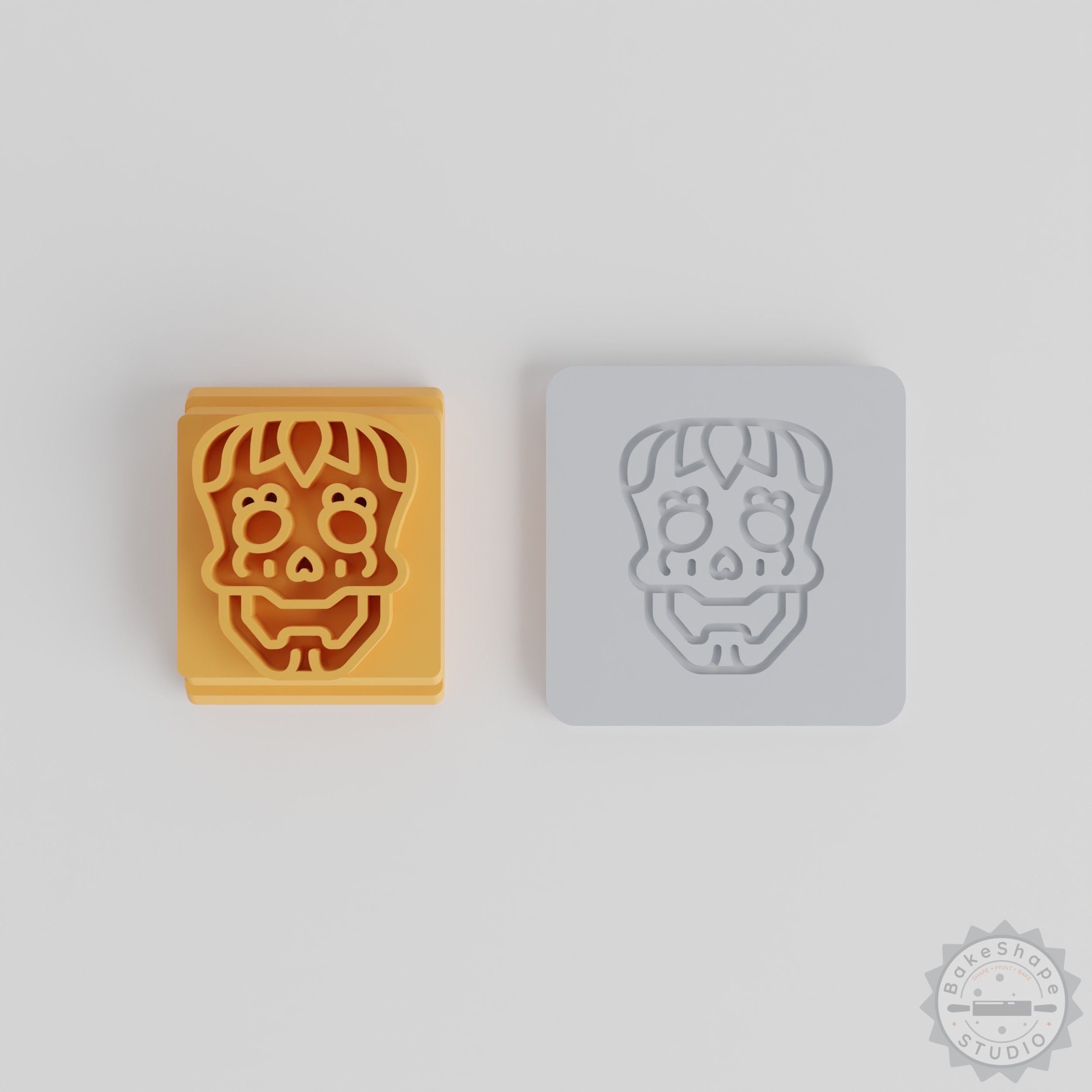 Skull Emblem Stamp Tile Set, 5 Pieces, Versatile for Clay, Cookies, Fondant, Day of the Dead Design