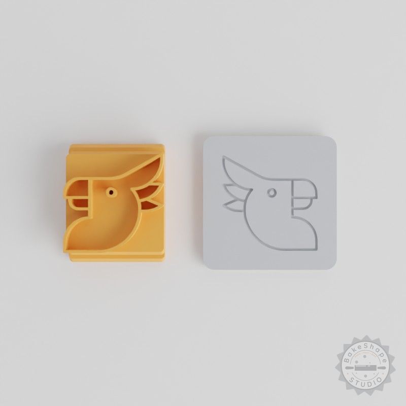 Cockatoo Stamp Tile Set, 5 Adjustable Motif Sizes for Clay, Cookies, Fondant, Exotic Parrot Design