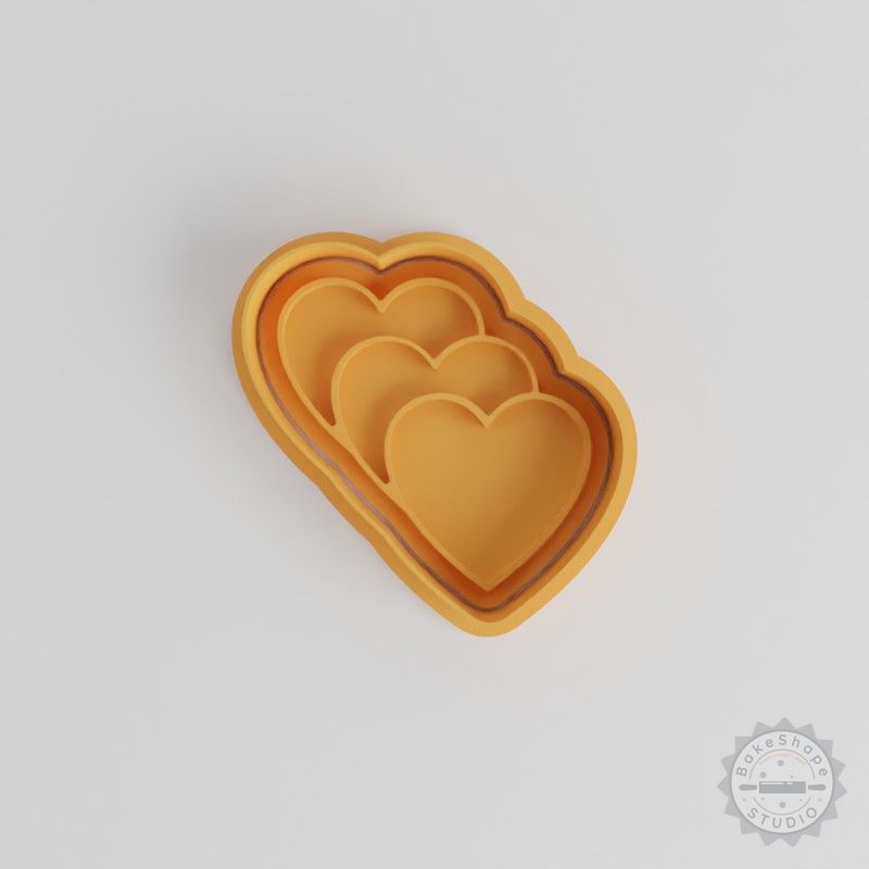 Hearts Shape Cutter & Stamp Set, 6-Piece Cookie, Fondant, S/M/L Sizes, Romantic Heart Baking Tools