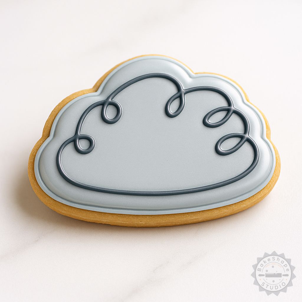 Weather cloud shape cookie cutter and stamp set STL for creating cloud-themed 3D printed treats