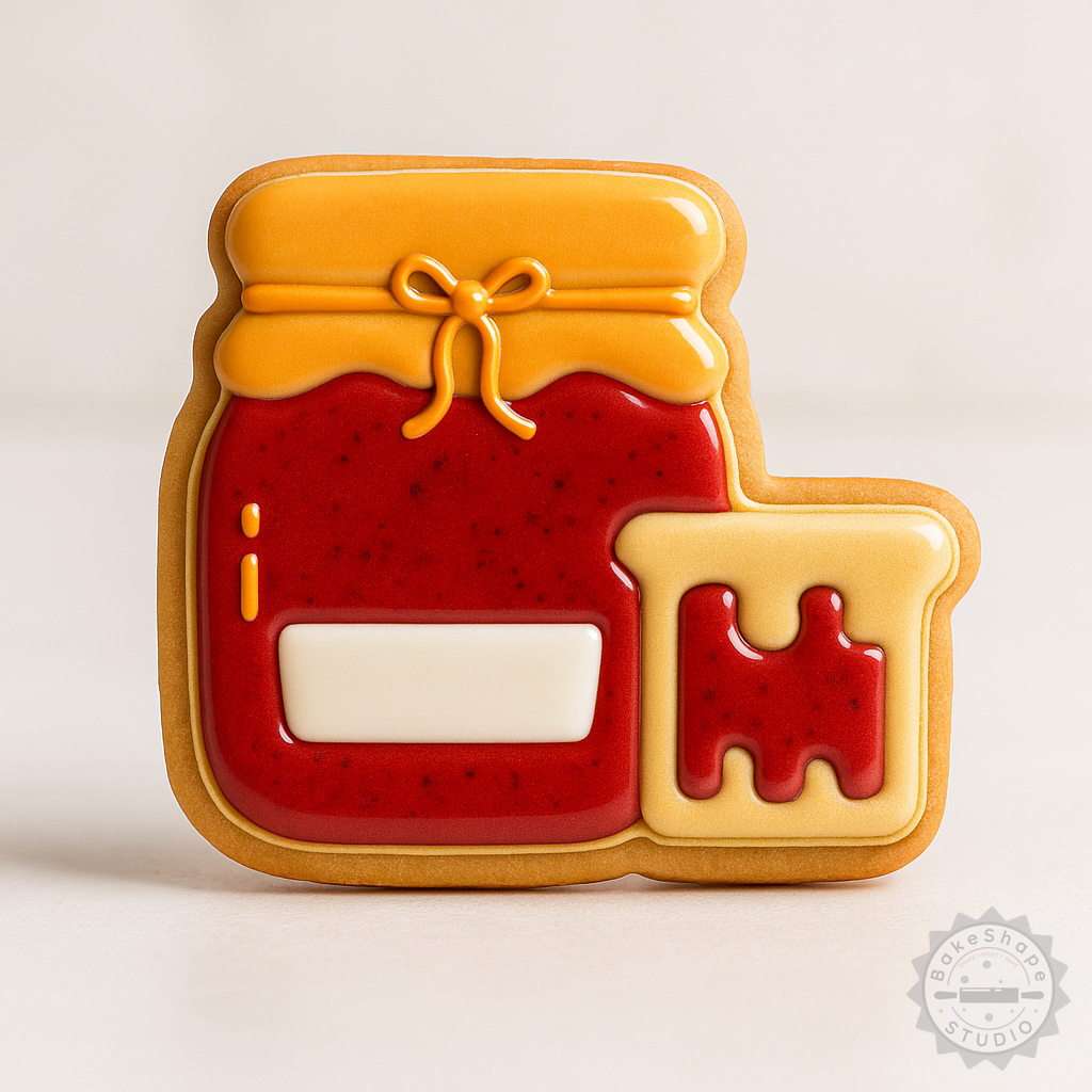 Decorated example 1 of Cookie and Fondant Shape Cutter Set with Jam, Includes Sweet Spread, 6-Piece Preserves Stamp, S/M/L Sizes