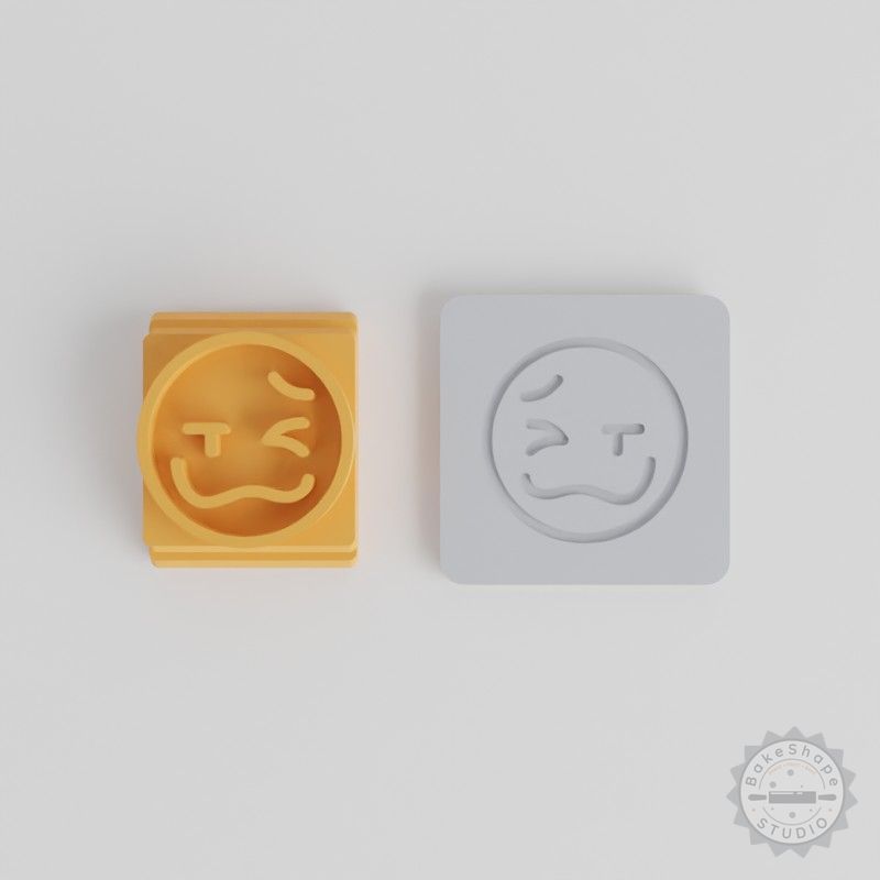 Drunk Emoji Stamp Tile Set for Clay and Fondant, 5 Sizes, Perfect for Cookies and Soft Materials