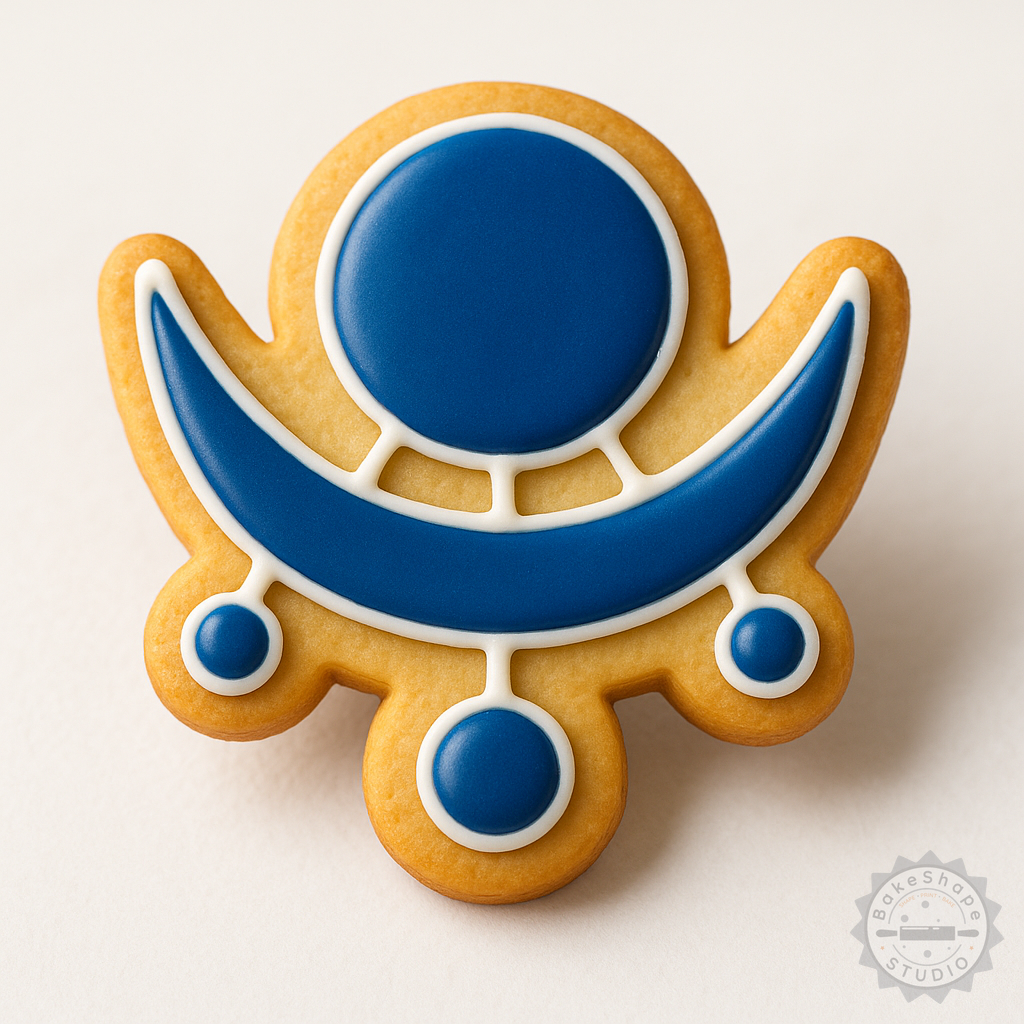 Decorated example 1 of Shravana Nakshatra Vedic Astrology Cookie, Fondant Shape Cutter & Stamp Set, 6-Piece, S/M/L Sizes