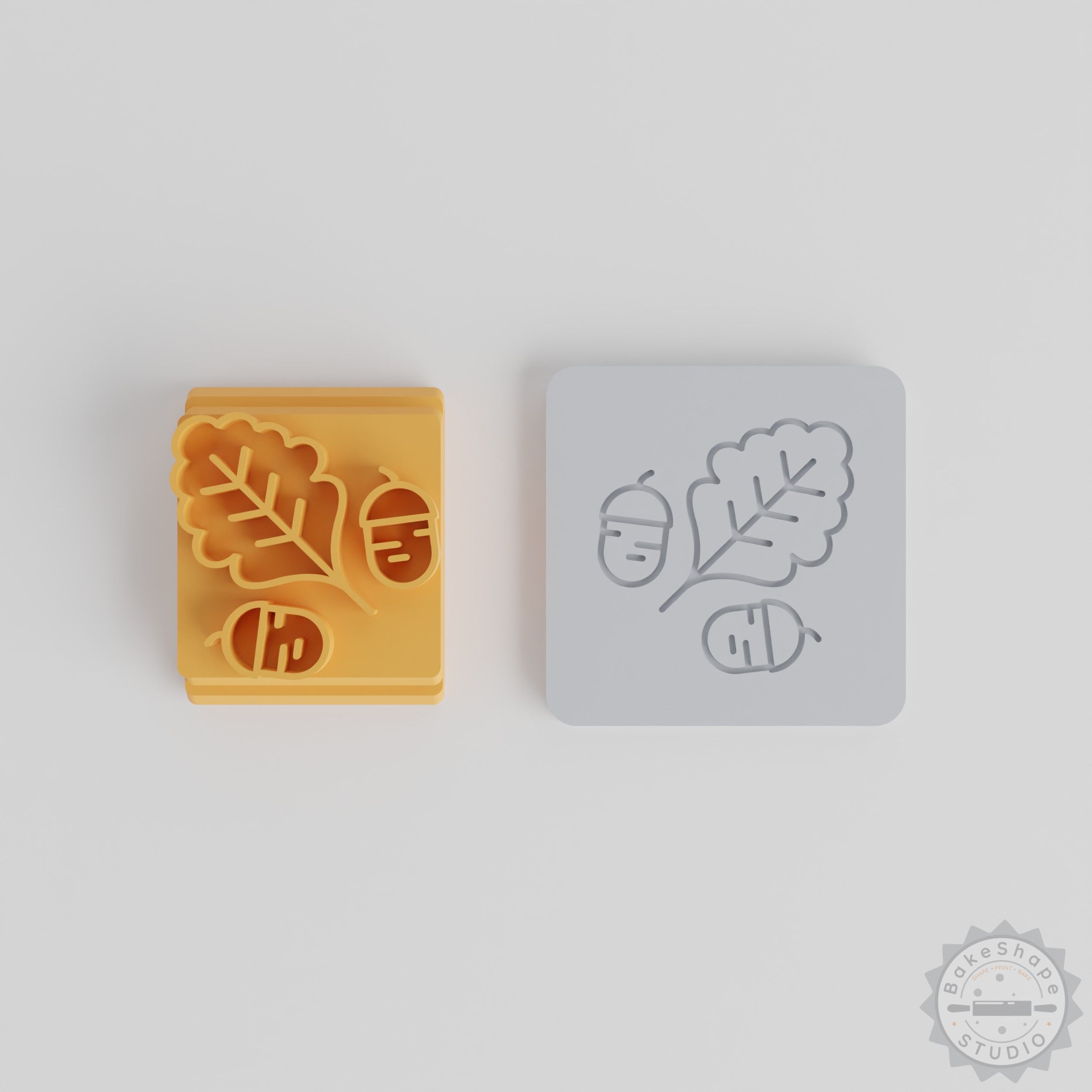 Autumn Stamp Tile Set, Seasonal Motifs, 5 Sizes, Perfect for Clay, Cookies, Fondant, Thanksgiving Leaf Decor