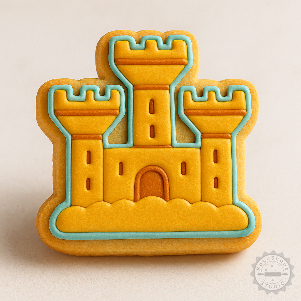 Decorated example 1 of Sandcastle Shape Cutter & Stamp Set, Perfect for Cookies & Fondant, 3 Sizes