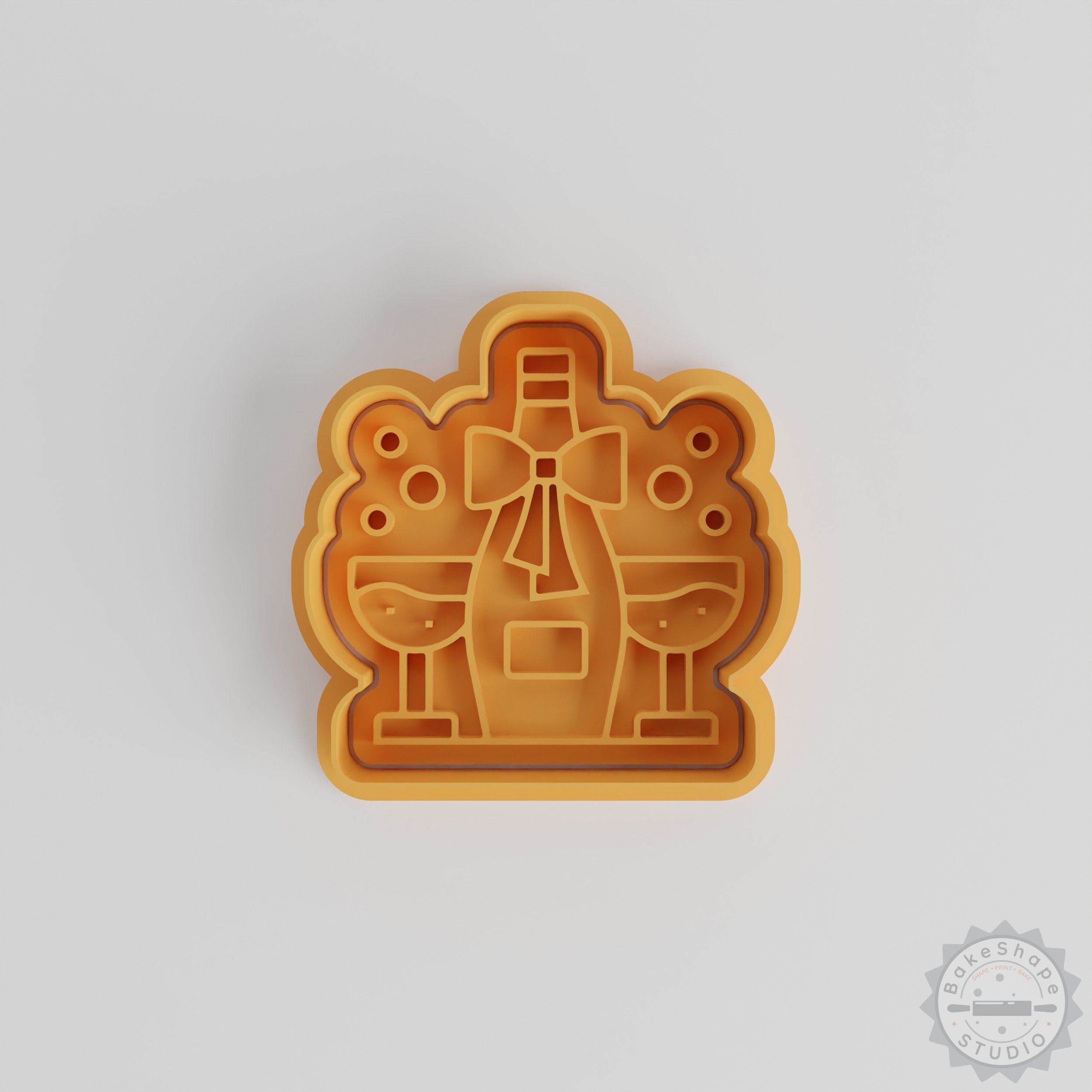 Champagne Shape Cutter & Stamp Set, Cookie & Fondant, 6-Piece, Celebration Party Design