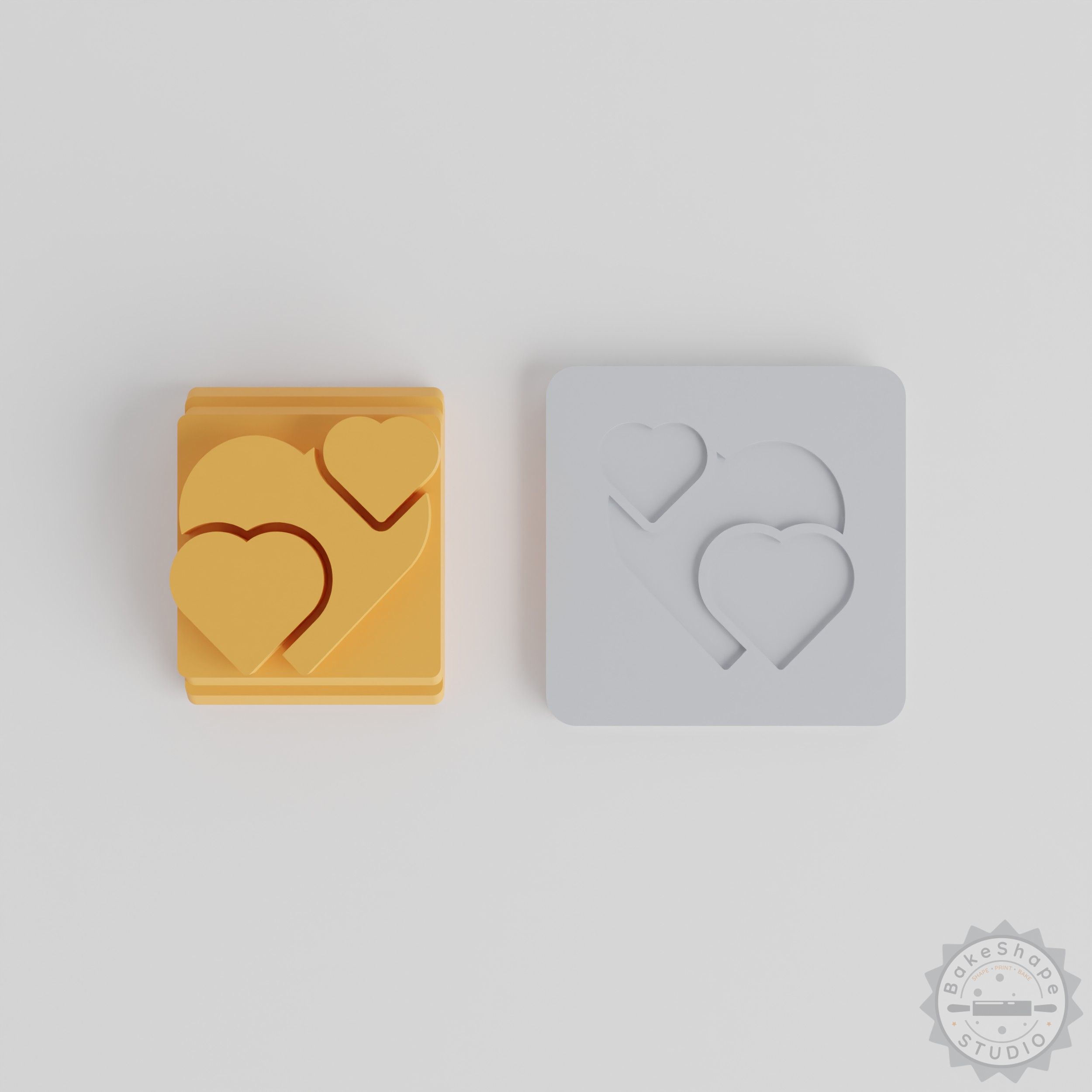 Heart Stamp Tile Set for Clay and Cookies, 5 Sizes 20-40mm, Crafting and Baking Tool