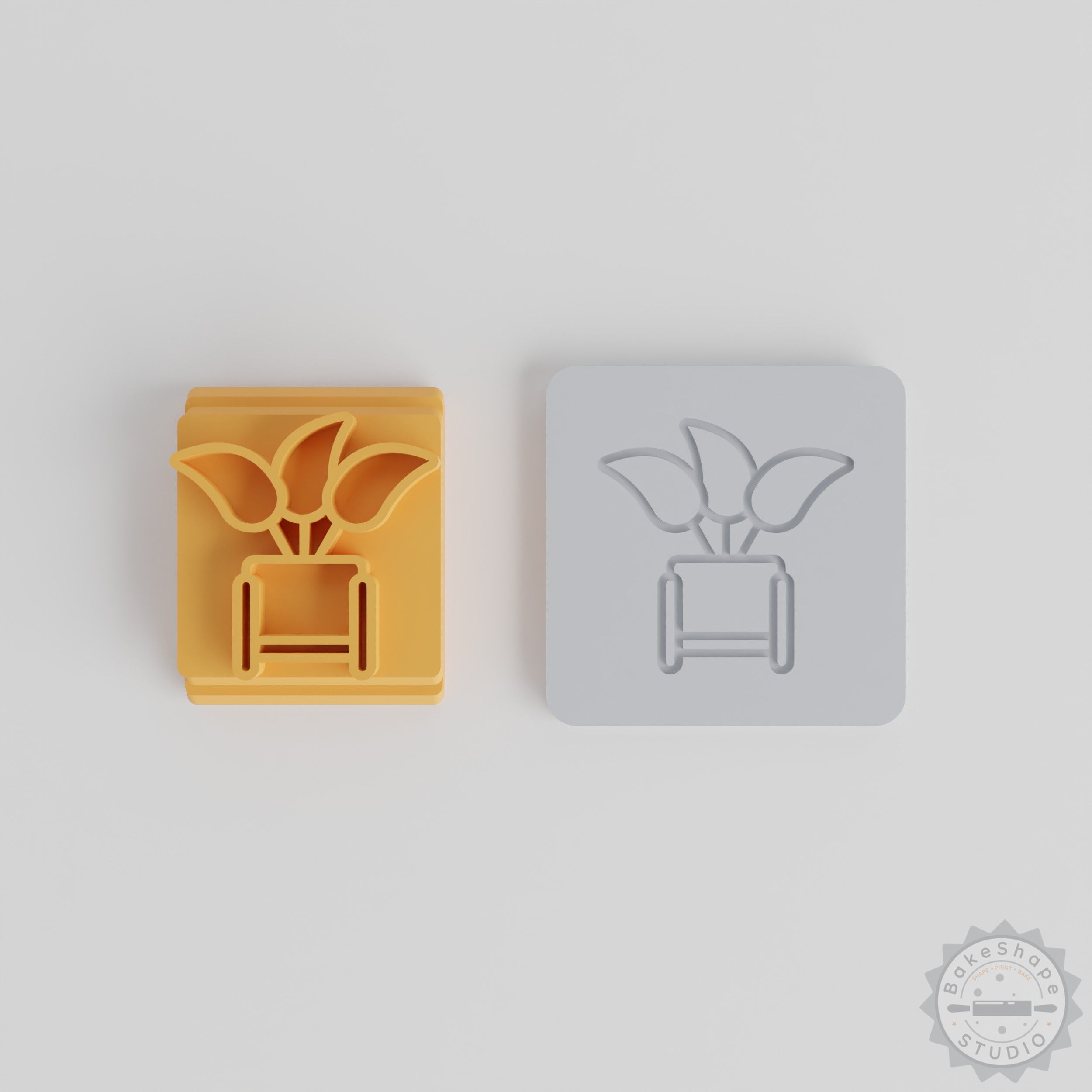 Modern Pot Plant, Decorative Stamp Tile Set for Clay, Cookies, Fondant - 5 Size Options