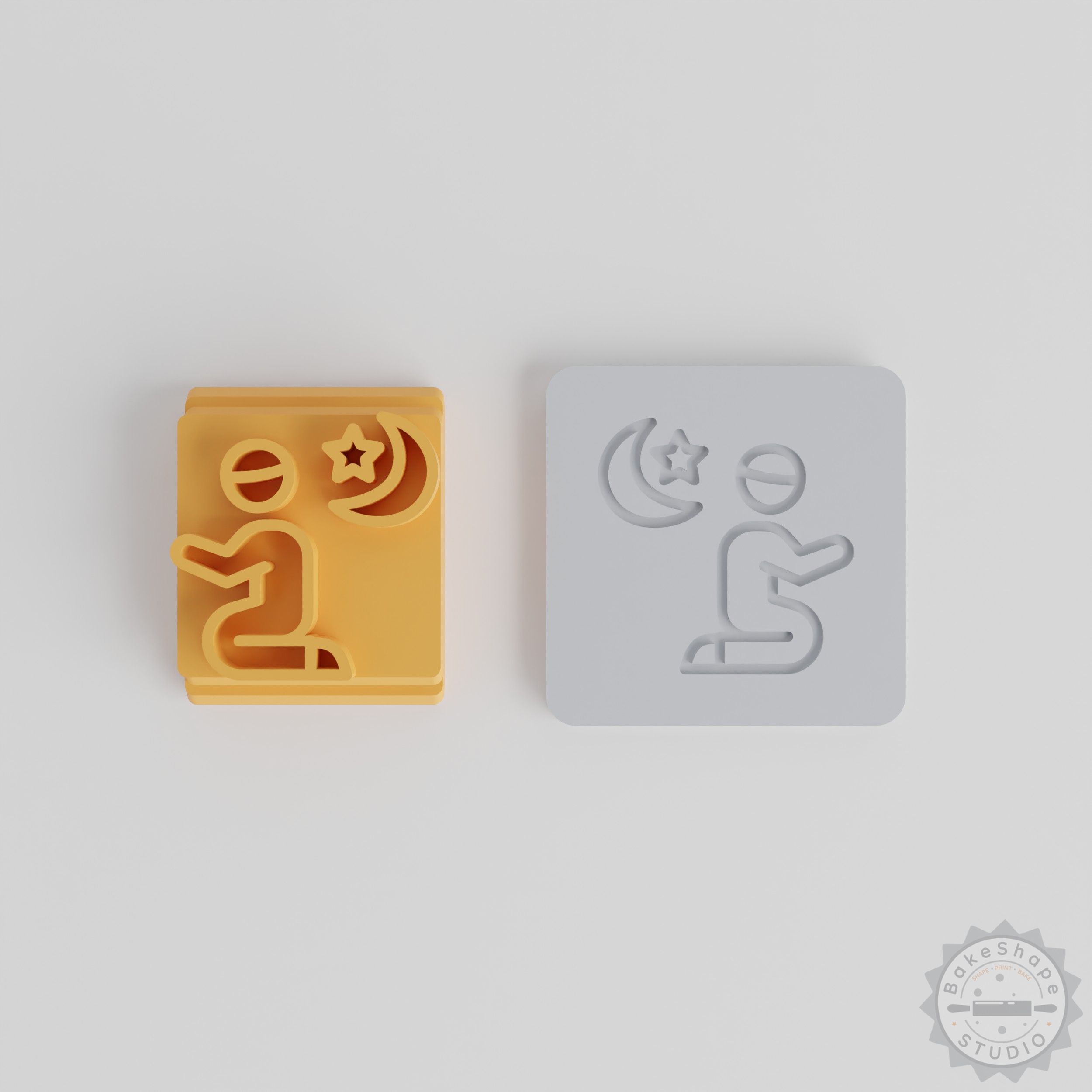 Praying stamp tile set in five sizes for clay and crafting, STL for 3D printing