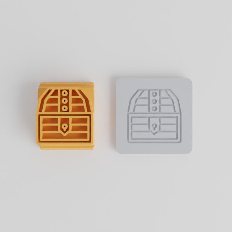 Treasure Chest Stamp Tile Kit, Five Size Stamp Set for Clay, Fondant, Cookies