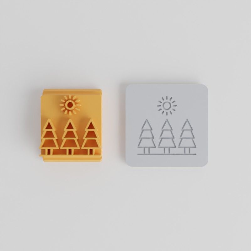 Trees Stamp Tile Set for Clay and Fondant, 5 Motif Sizes, Perfect for Crafts and Baking