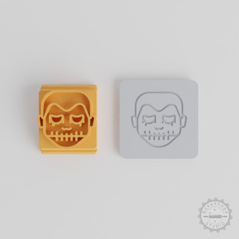 Skull Boy Stamp Tile Set, 5 Sizes - Perfect for Clay, Cookies, Fondant, Halloween Skull Design