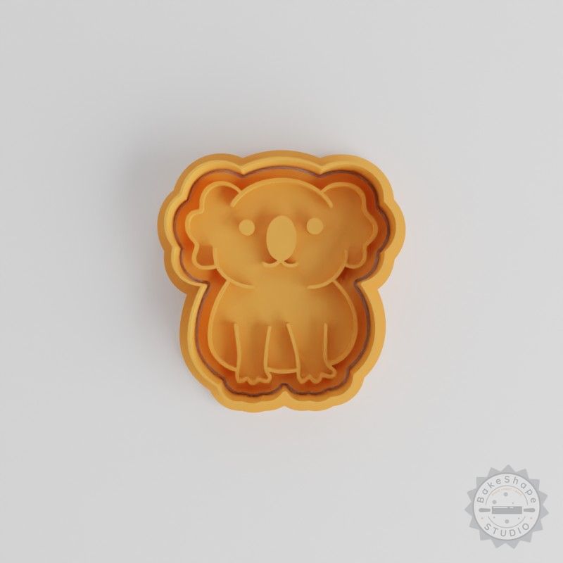 Koala Cookie and Fondant Shape Cutter and Stamp Set, Sizes S/M/L, 6-Piece Animal Design