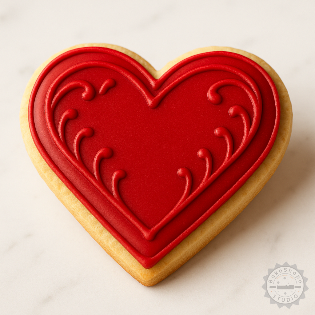 Decorated example 1 of Heart Shape Cutter & Stamp Set, Perfect for Cookies & Fondant, 6-Piece Size Variety S/M/L