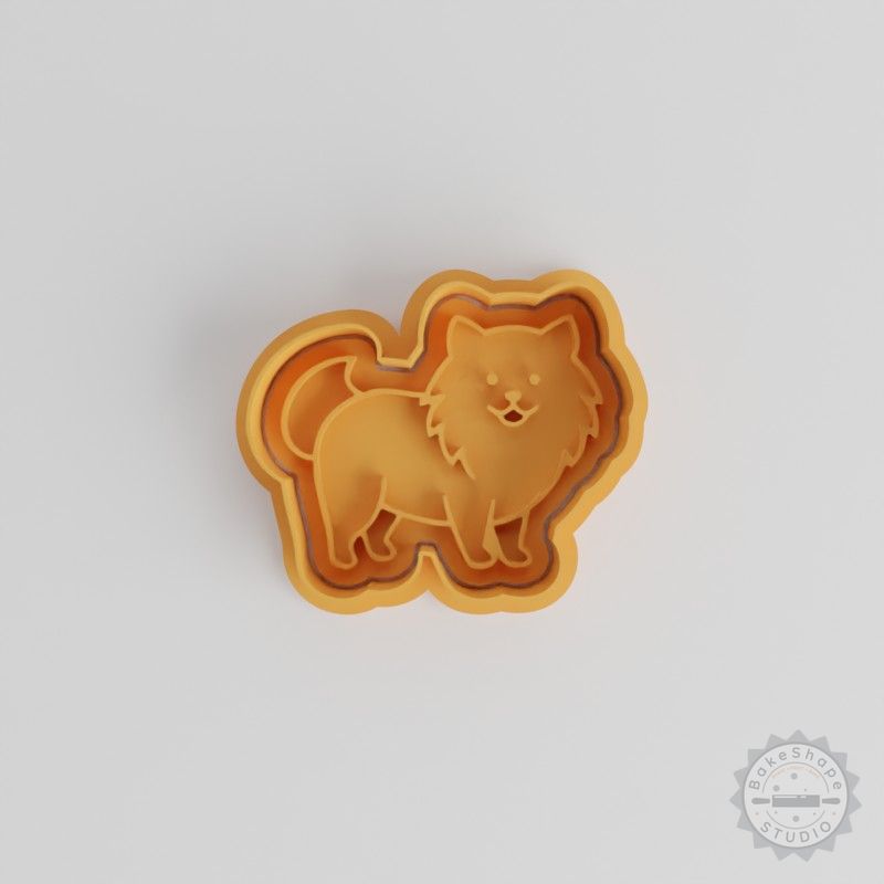Pomeranian Cookie Cutter and Stamp Set, 6 Piece Puppy Shaped Fondant Tools in 3 Sizes