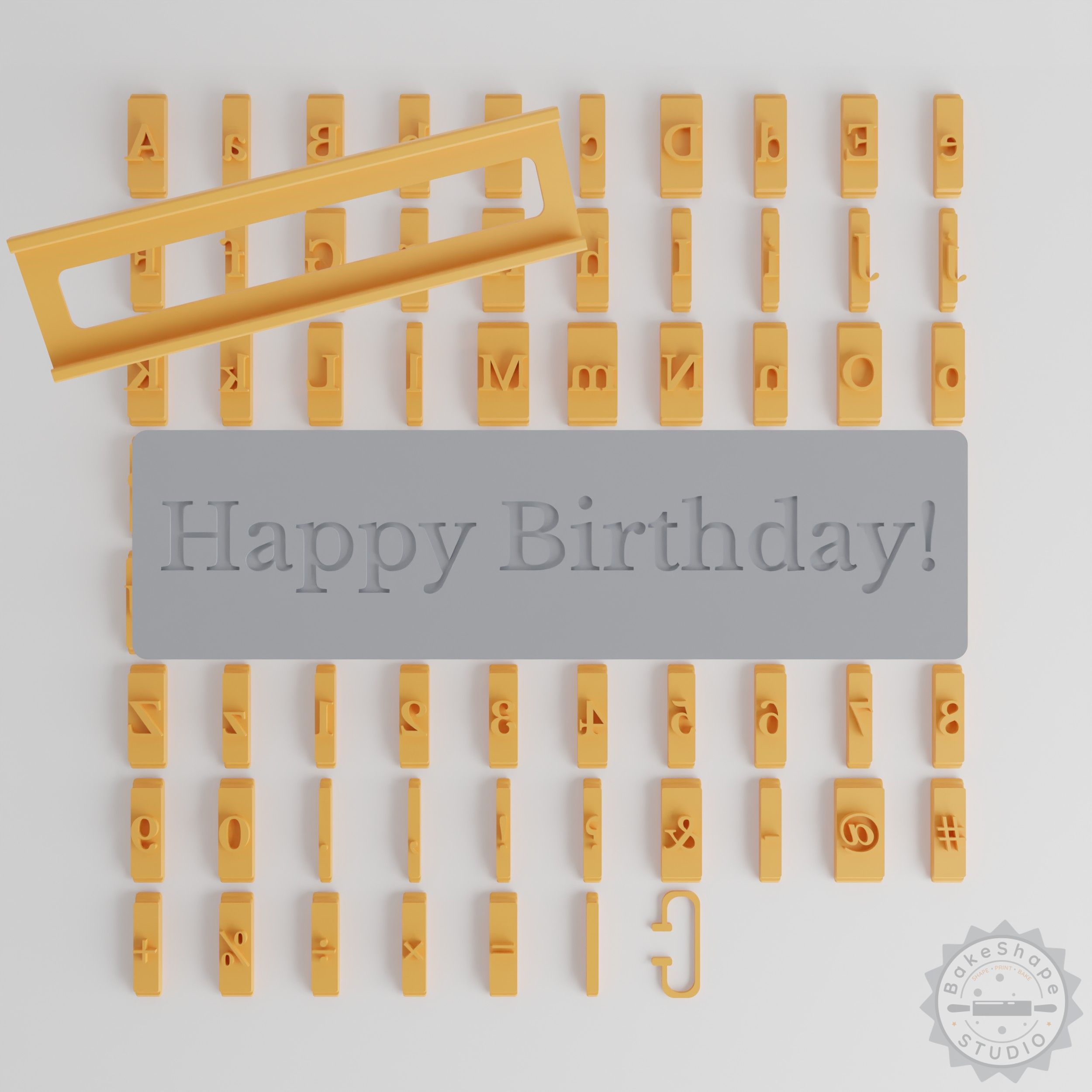 Font Tile Set, 80-Piece, Libre Baskerville Bold, 1/2" Size, Perfect for Clay, Cookies, Fondant