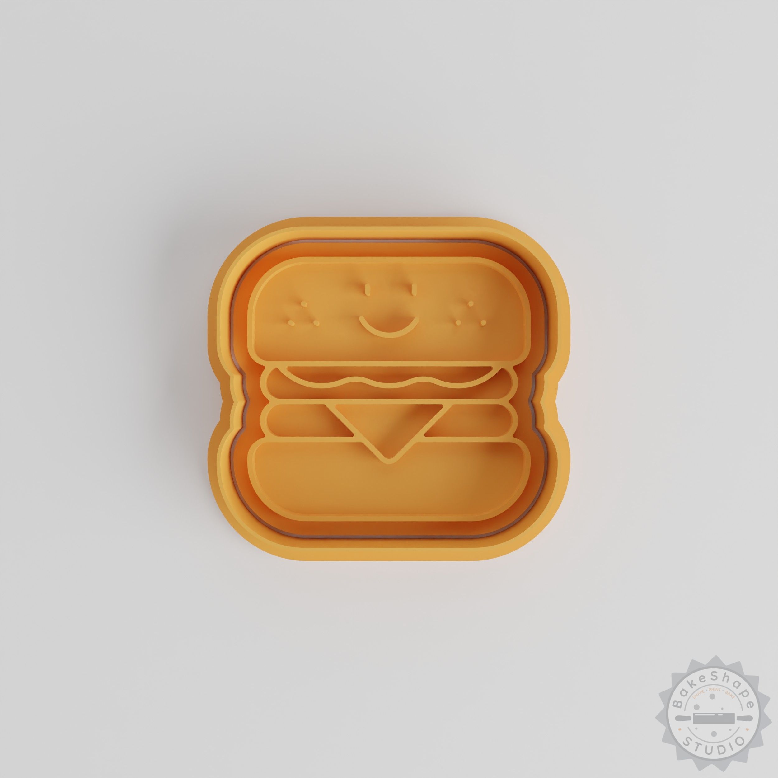 Burger Shape Cutter & Stamp Set, Cookie Fondant Molds, 6 Piece S/M/L Collection