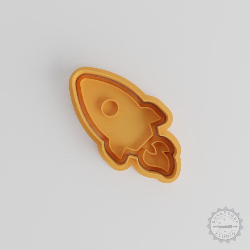 Rocket Cookie & Fondant Cutter and Stamp Set, 3 Sizes, 6 Pieces, Space Craft Design