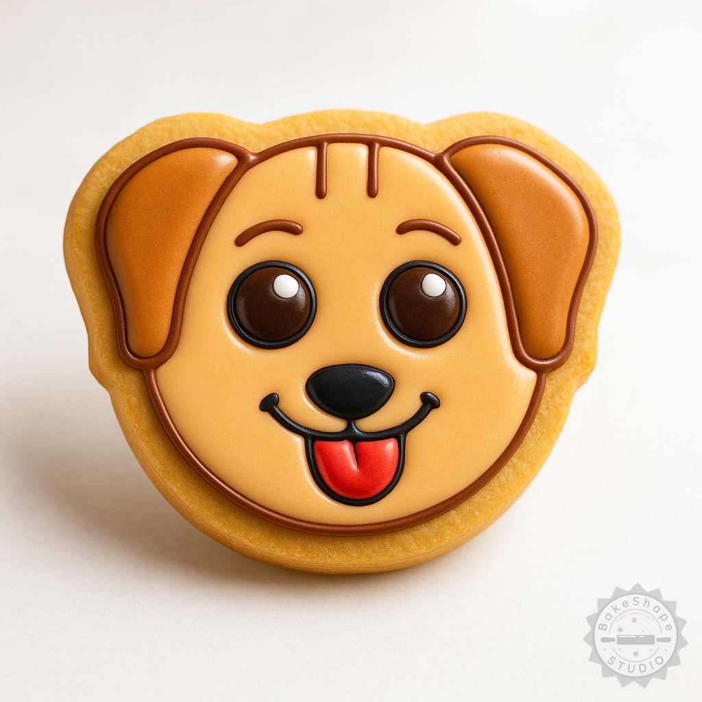 Decorated example 1 of Naughty Dog Shape Cookie Cutter Set, 6-Piece, Fondant Stamps, Animal Design, S/M/L Sizes
