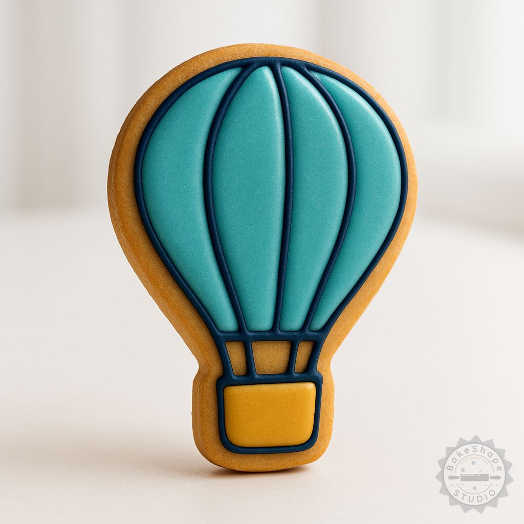 Hot Air Balloon cookie cutter and stamp set STL for 3D printing in small, medium, and large sizes