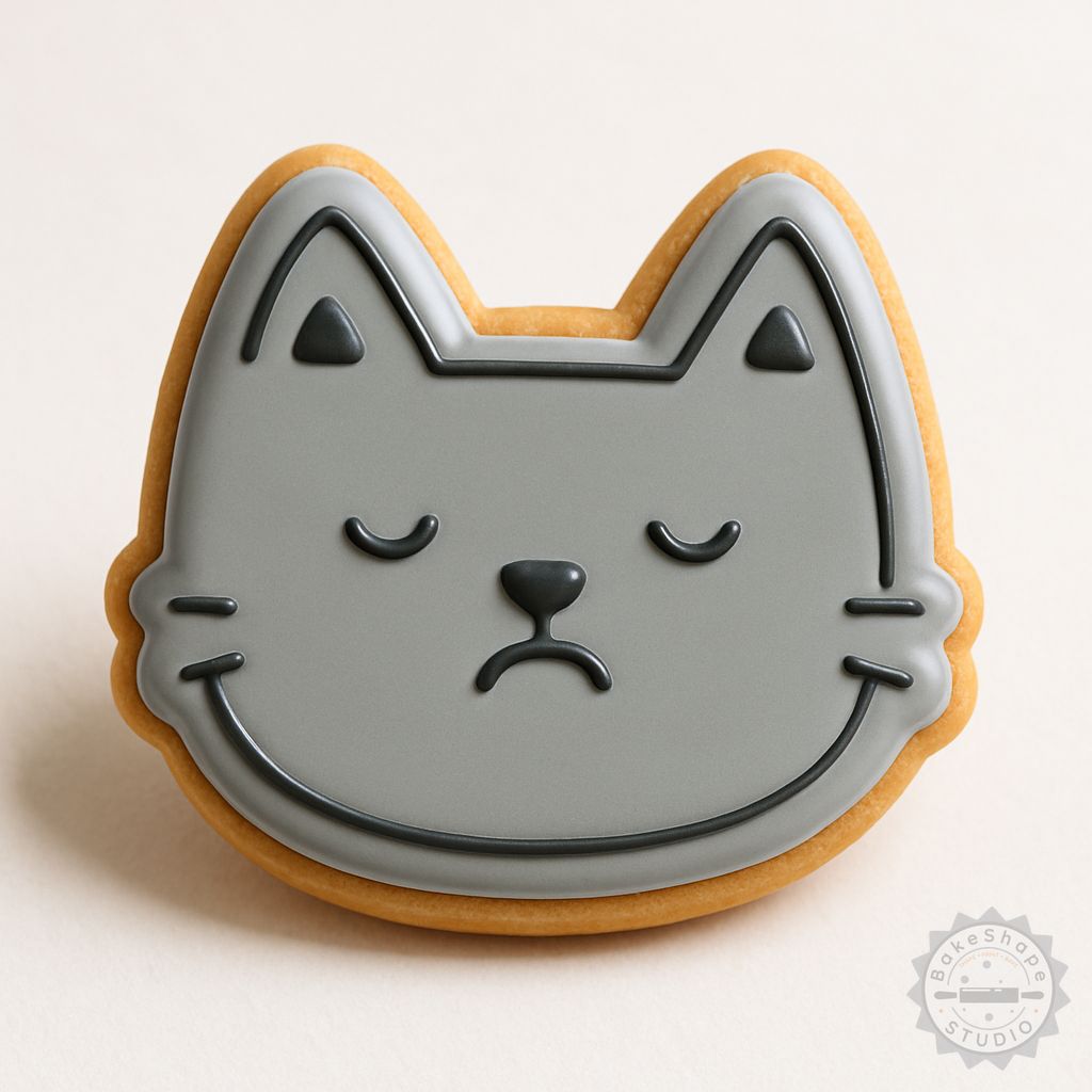 Sad Face cookie cutter and stamp set STL for 3D printing, includes small, medium, and large sizes