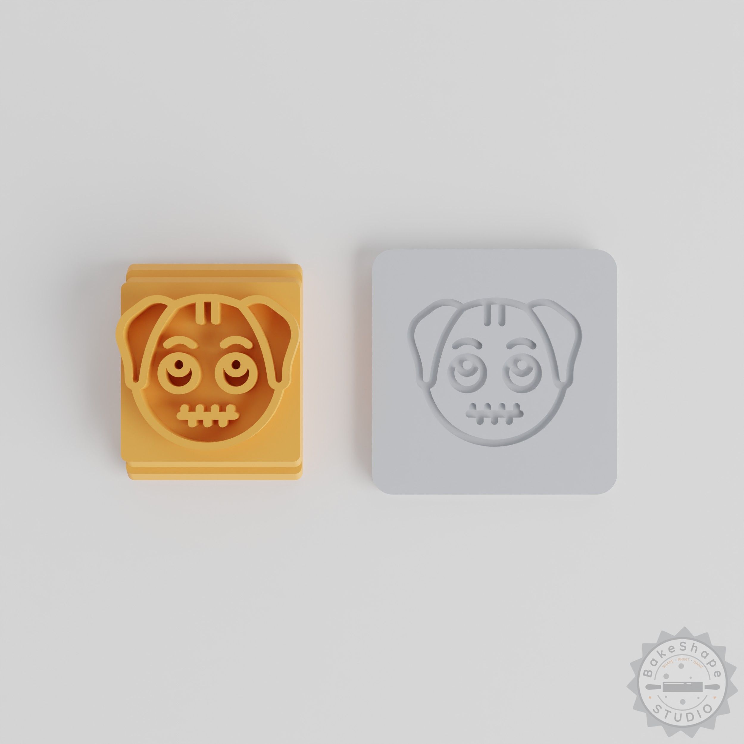 Secret Stamp Tile Set for Clay & Cookies, 5 Sizes, Hidden Dog Design