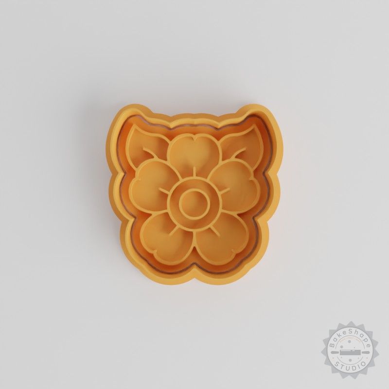 Flower Shape Cutter and Stamp Set, Perfect for Cookies and Fondant, 6-Piece, Skull Flower, Day of the Dead Design