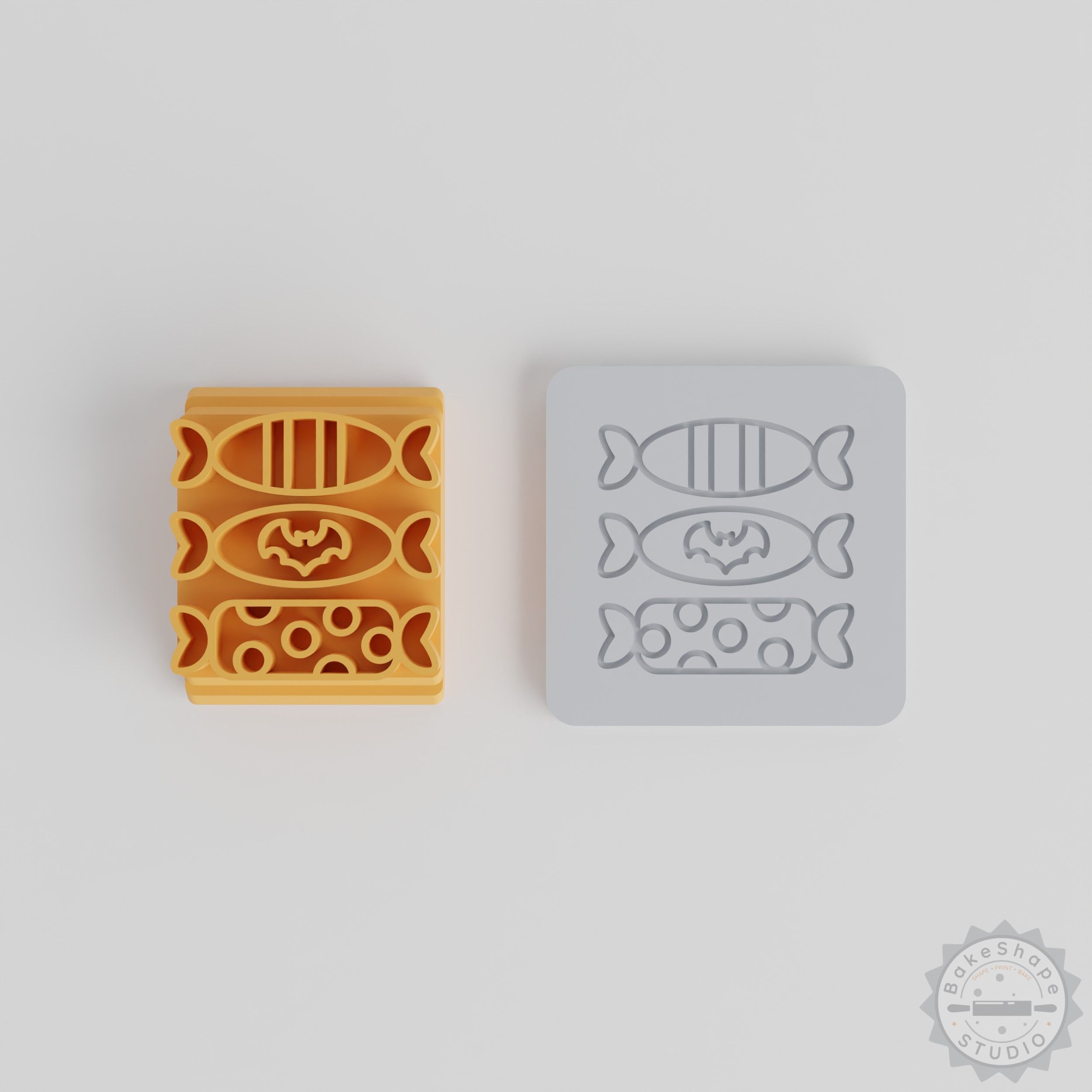 Halloween Candy Stamp Tile Set, 5 Sizes for Cookies, Clay, Fondant, Sweet Treat Decoration