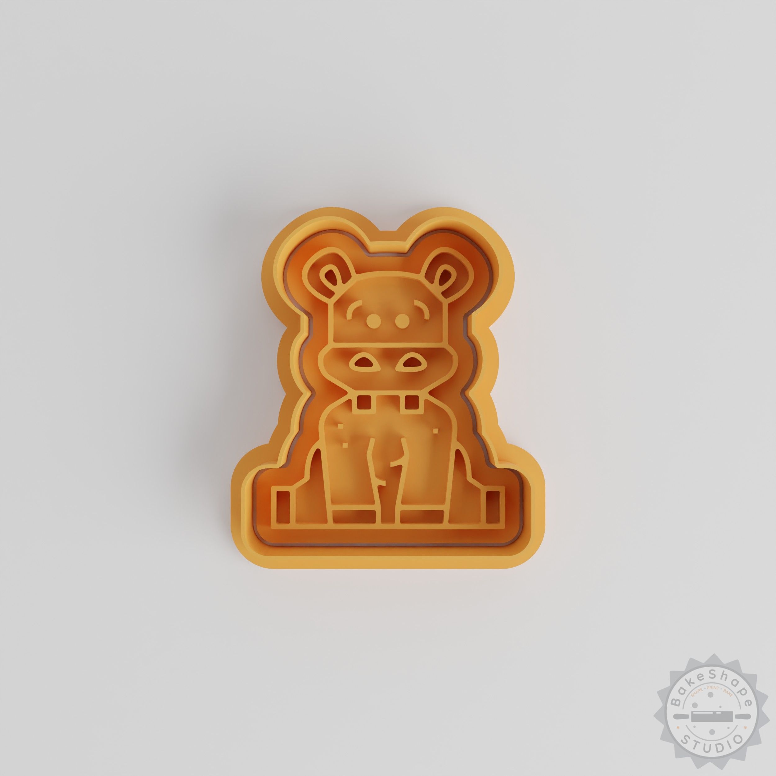 Hippopotamus Cookie Cutter and Stamp Set, Animal Shape, Fondant Decor, 6 Piece, 3 Sizes