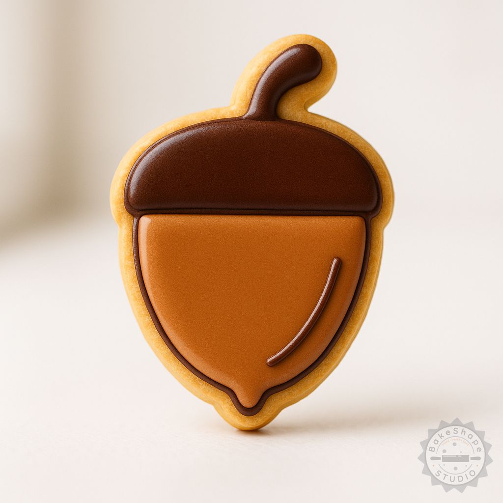 Acorn shape cutter and stamp set STL for 3D printing with small, medium, and large sizes for cookie and fondant decoration