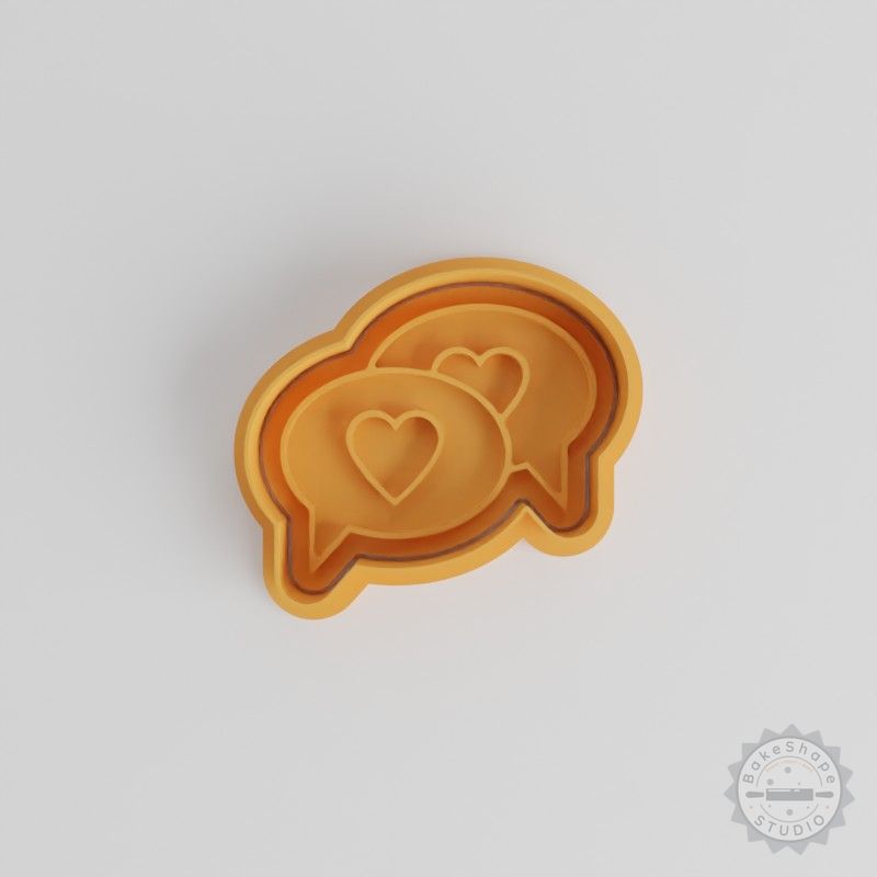 Romantic Chat Cookie Cutter & Stamp Set, Heart Message Design, 6 Piece, Perfect for Cookies & Fondant, S/M/L Sizes