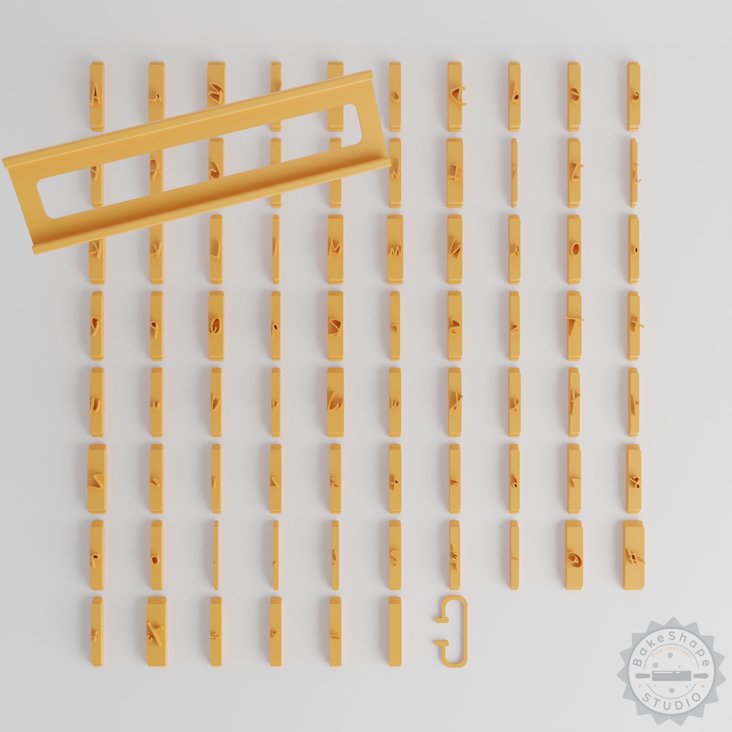 1/2" Font Tile Set, 80-Piece, for Clay, Cookies, Fondant, Soft Materials
