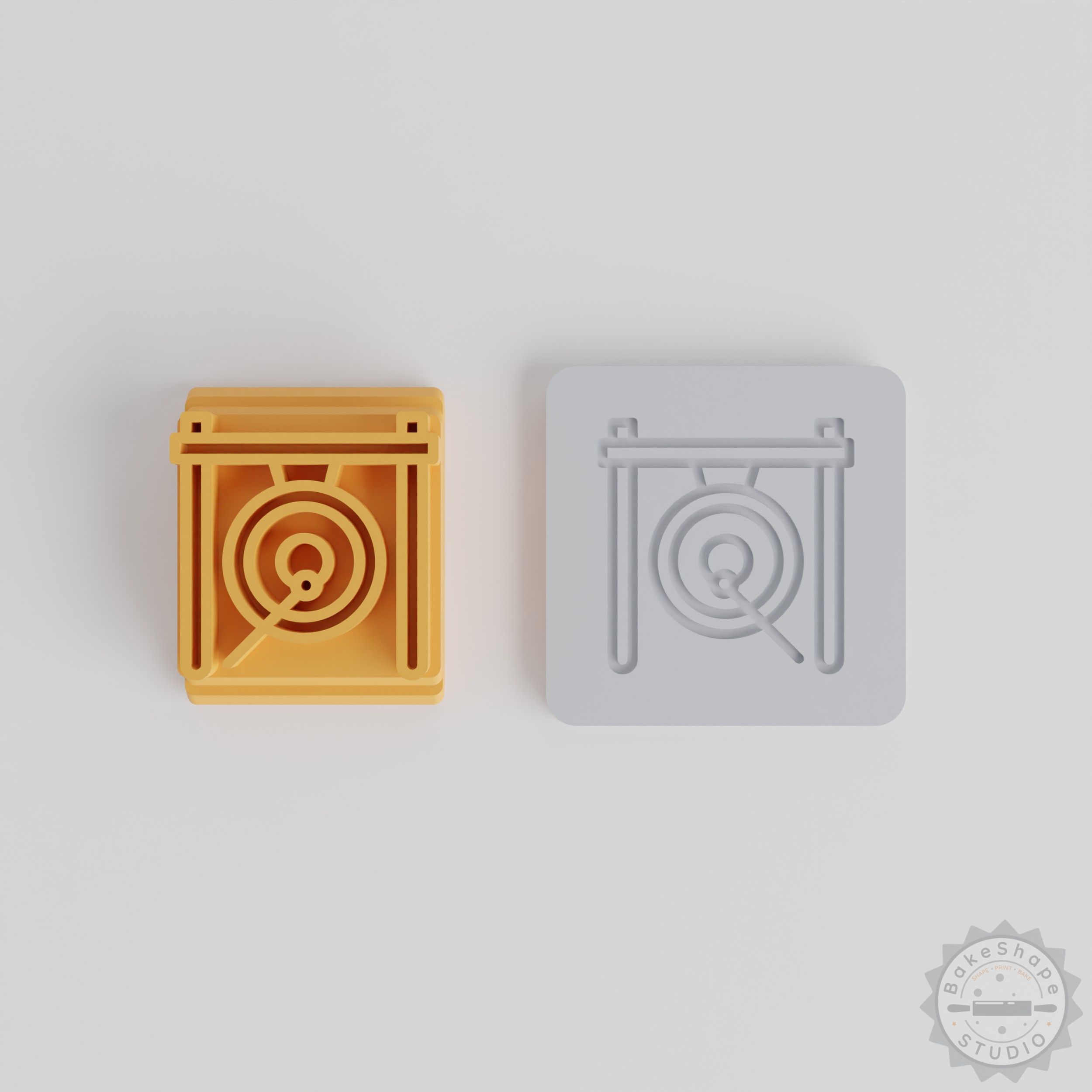 Gong Stamp Tile Set for Clay, Cookies & Fondant, 5 Sizes - Asian Culture Inspired Percussion Design