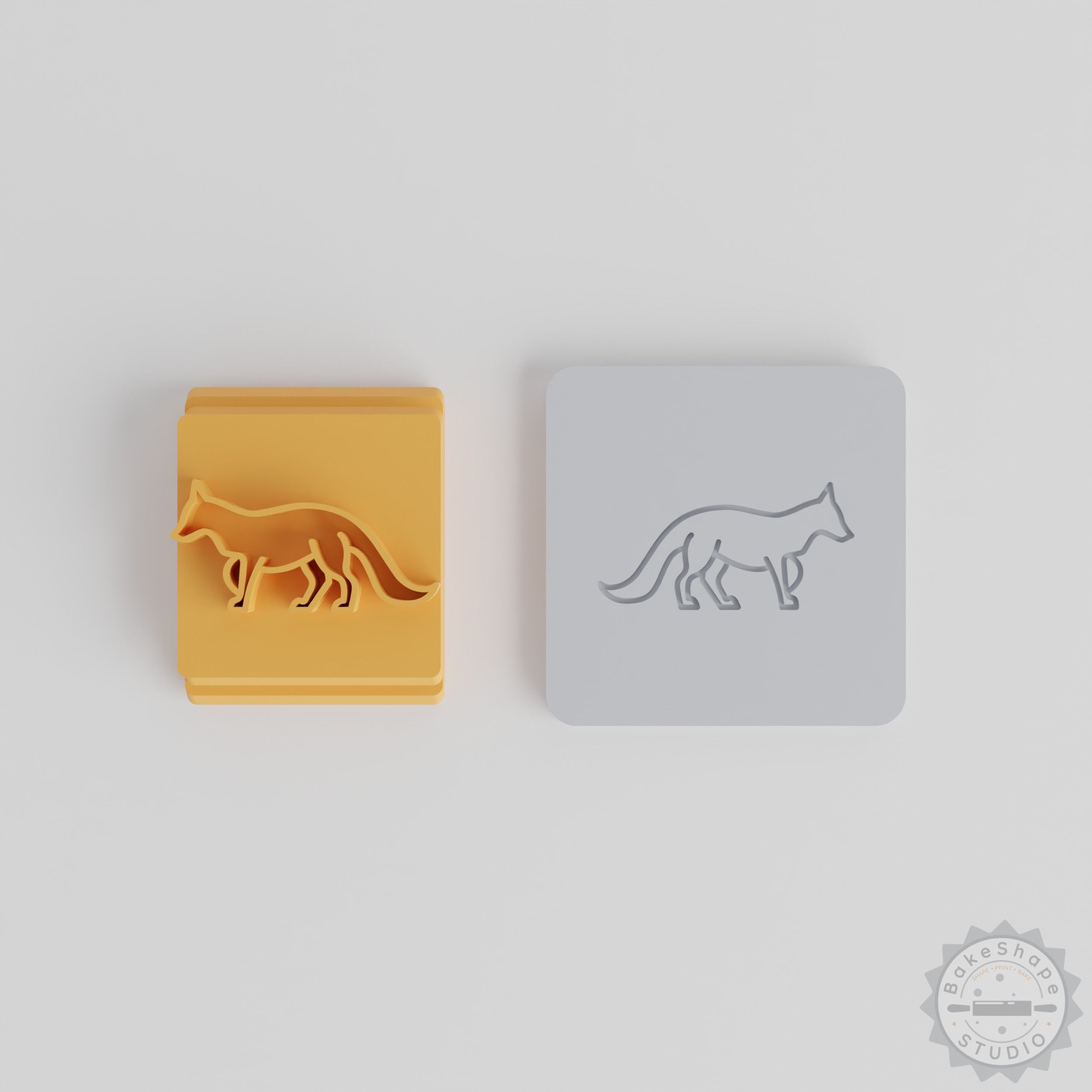 Fox Stamp Tile Set, 5-Piece, Animal Motif, 20-40mm, Perfect for Clay, Cookies, Fondant