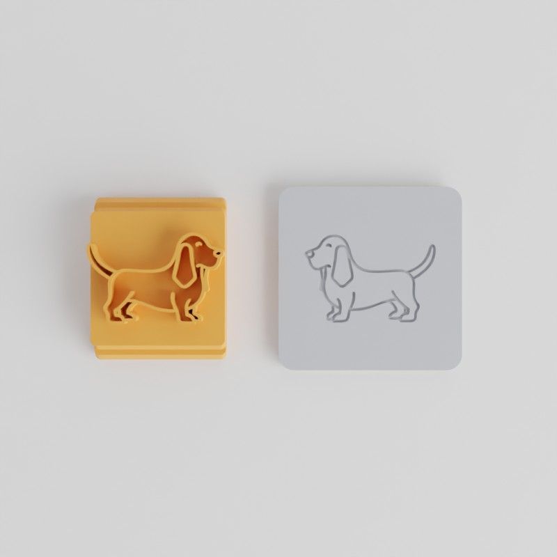 Basset Hound Stamp Tile Set, 5 Sizes for Clay, Cookies, Fondant, Cute Dog Breed Design
