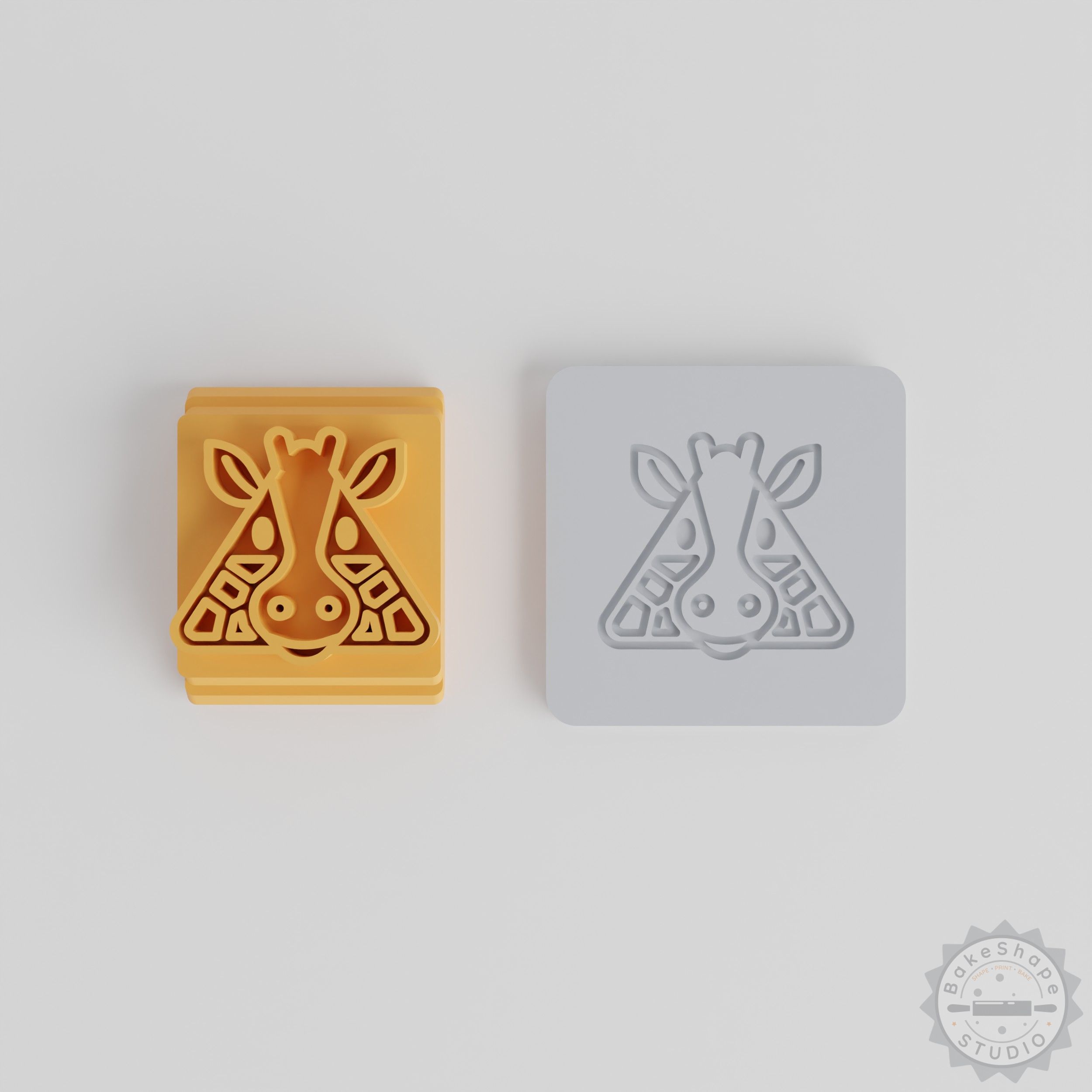 Giraffe Stamp Tile Set, 5 Sizes, Animal Theme for Clay, Cookies, Fondant