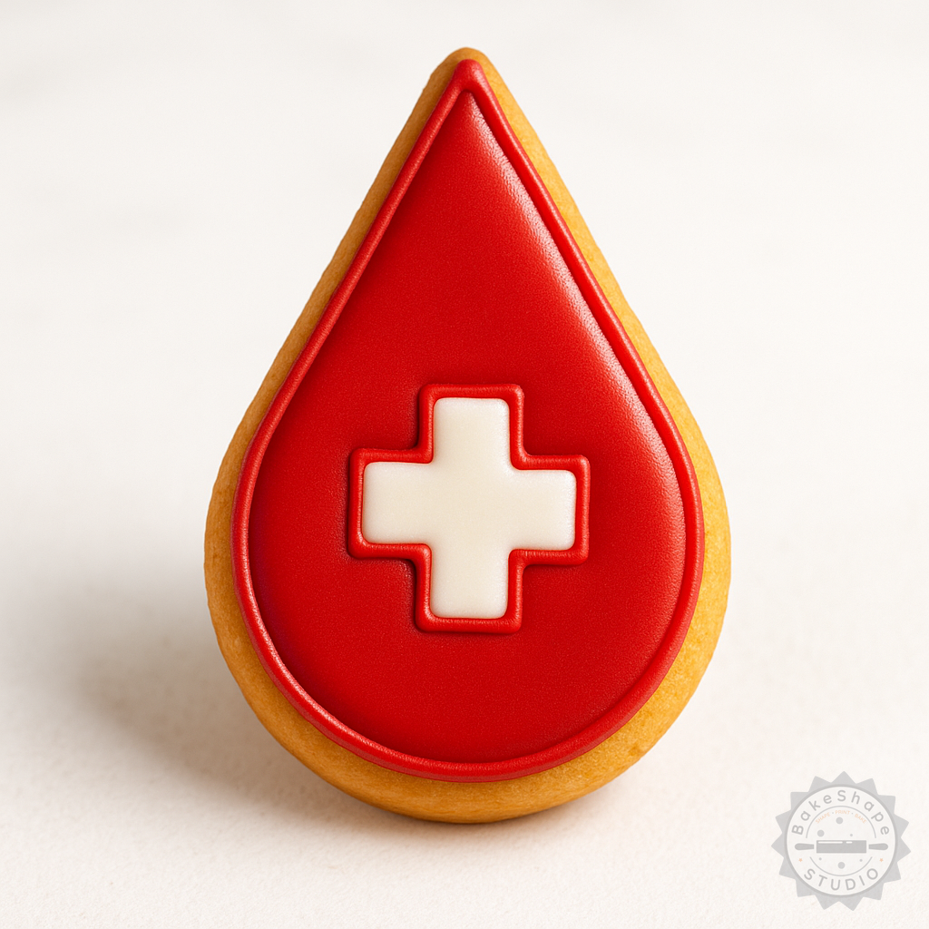 Decorated example 1 of Blood Donate Cookie Cutter & Stamp Set, 6-Piece, Shapes S/M/L for Cookies & Fondant