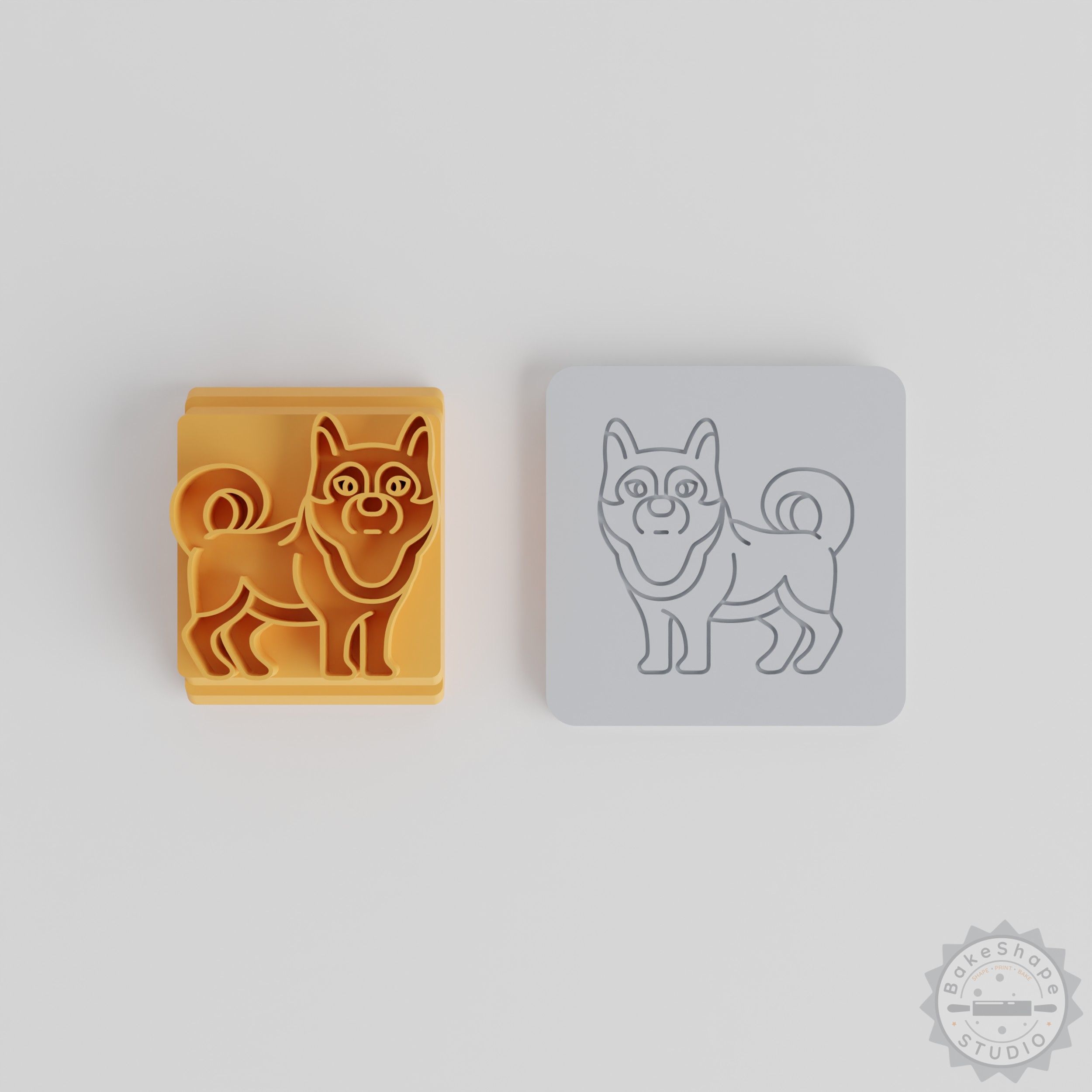 Siberian Husky Stamp Tile Set, 5 Designs for Clay, Cookie, Fondant Crafting