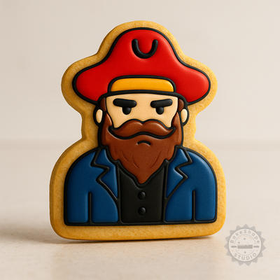 Decorated example 1 of Pirate Shape Cutter and Stamp Set, 6-Piece Cookie and Fondant Tool, Small/Medium/Large Sizes